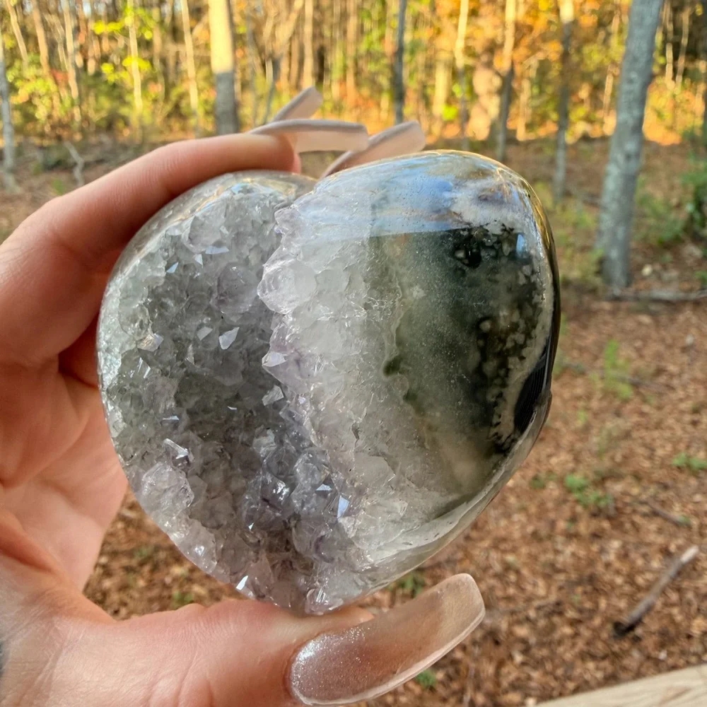 Green Agate Druzy Quartz Heart | Natural Crystal Druzy | Healing Crystal 0032 - Picture 4 of 10